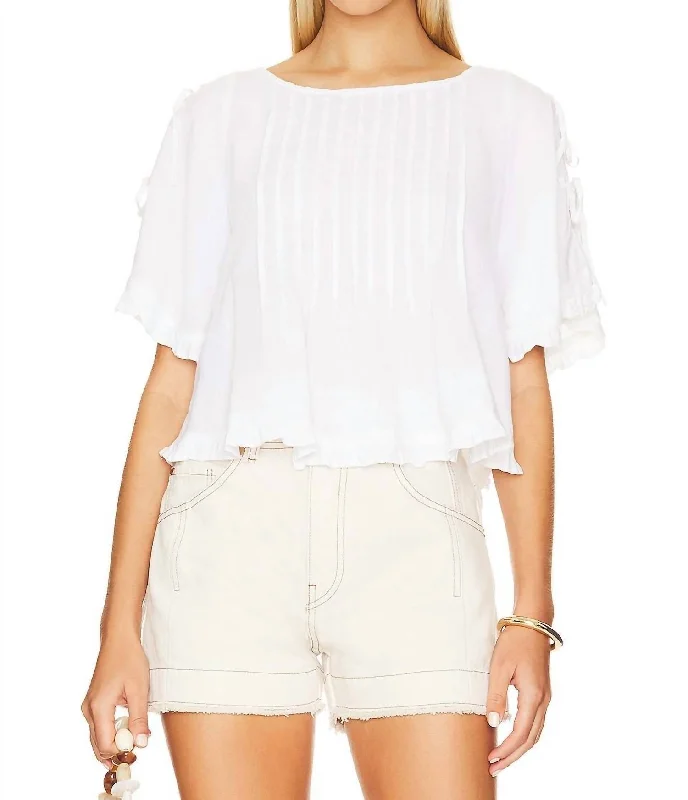 Addie Pleated Blouse In Off White Versatile Layering Blouse