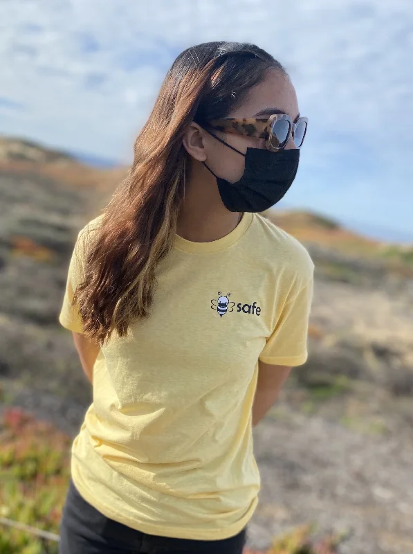 Bee Safe Inspirational T-Shirt- The Sox Box-- Collared T-Shirt Boat Neck A-Line