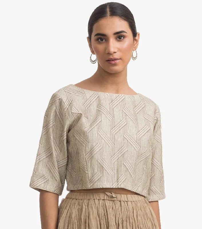 Natural embroidered chanderi blouse Silky Tunic Blouse