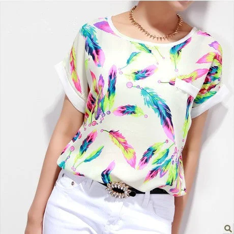 Print Tops Casual Clothes Summer Fashion t Shirt Women Tops Tee-- Machine Wash Dry Clean Hand Wash Print Tops Casual Clothes Summer Fashion t Shirt Women Tops Tee-- Machine Wash Dry Clean Hand Wash
