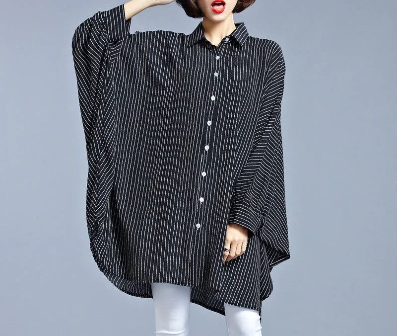Plus Size Women Clothing Striped Vertical Fashion Black Blouse for Women Fit 4XL~7XL (R.Melody HS0015) Embroidered Floral Blouse Plus Size Women Clothing Striped Vertical Fashion Black Blouse for Women Fit 4XL~7XL (R.Melody HS0015) Embroidered Floral Blouse