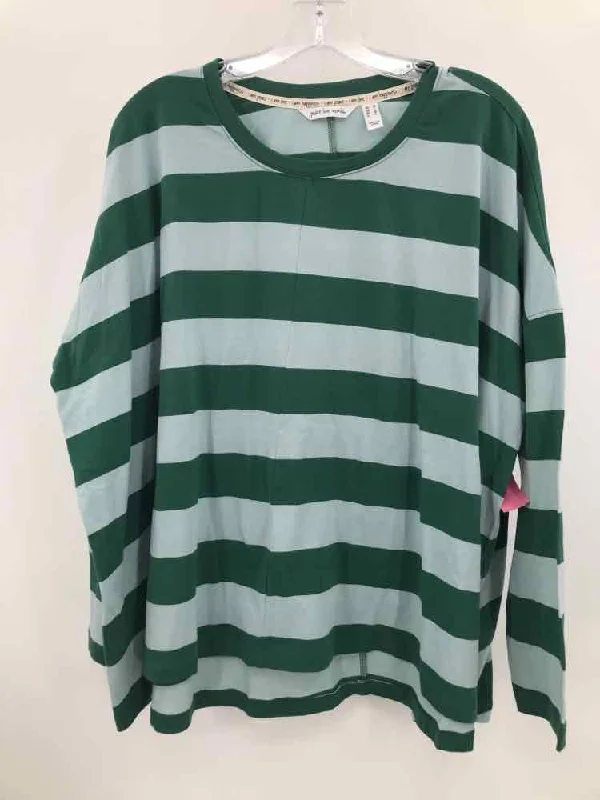 Pre-Owned Peace Love World Green Size Medium Stripe Long Sleeve T-shirt-- Mesh Fabric Canvas Fabric Denim Fabric Pre-Owned Peace Love World Green Size Medium Stripe Long Sleeve T-shirt-- Mesh Fabric Canvas Fabric Denim Fabric