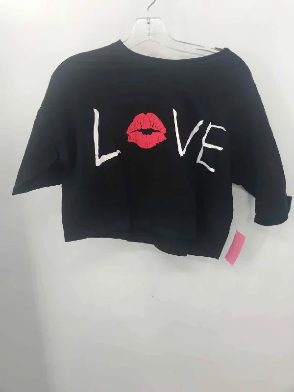 Pre-Owned Nikki B Black Size Small Printed T-shirt-- Silk Blend Satin Velvet