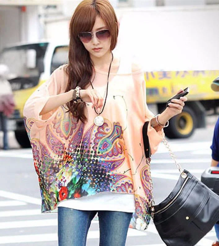 Women Blouses Women Tops Casual Bohemia Blouse Lightweight Chiffon Blouse