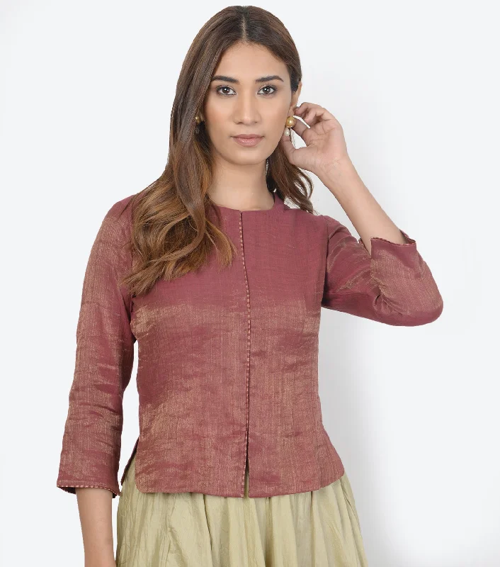Red tissue blouse Delicate Pleat Blouse
