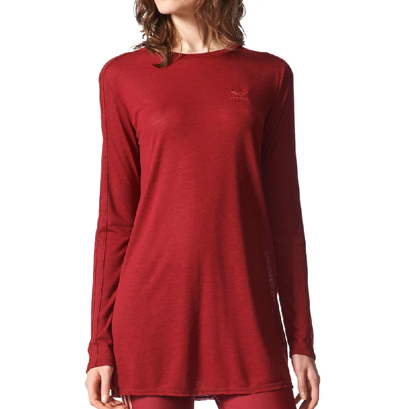 Adidas Originals Women's Longsleeve T-Shirt Collegiate Burgundy-- Jersey Fabric Tulle Fabric Batik Fabric Adidas Originals Women's Longsleeve T-Shirt Collegiate Burgundy-- Jersey Fabric Tulle Fabric Batik Fabric