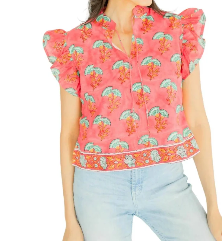 Sadie Blouse In Blooming Dahlia Classic Minimalist Blouse