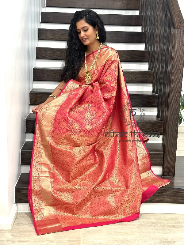 Kanchipuram Semi Silk Saree with Pre stitched Blouse Office Formal Blouse