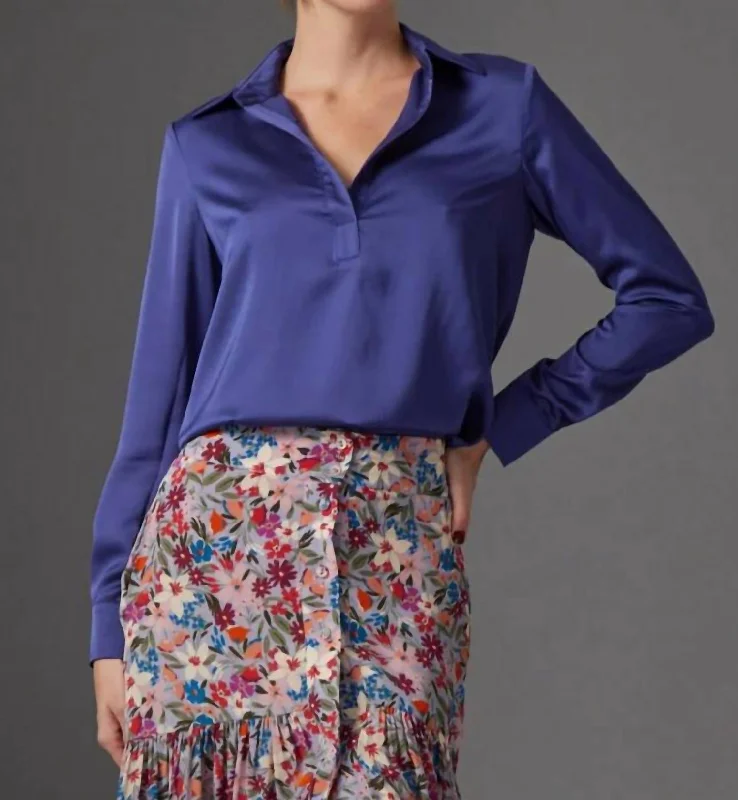 Lia Blouse- Navy Delicate Bow Blouse