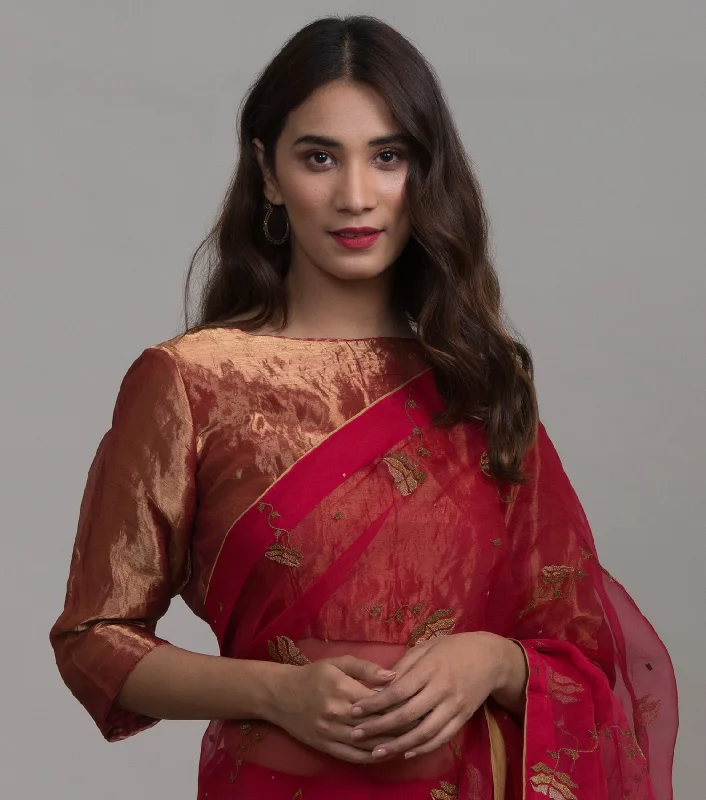 Red tissue blouse Loose Oversized Blouse