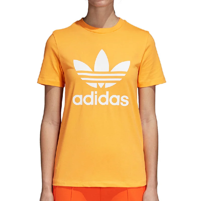 Adidas Originals Trefoil women's Athletic Casual Fashion T-Shirt Yellow/White-- Striped Floral Plaid Adidas Originals Trefoil women's Athletic Casual Fashion T-Shirt Yellow/White-- Striped Floral Plaid