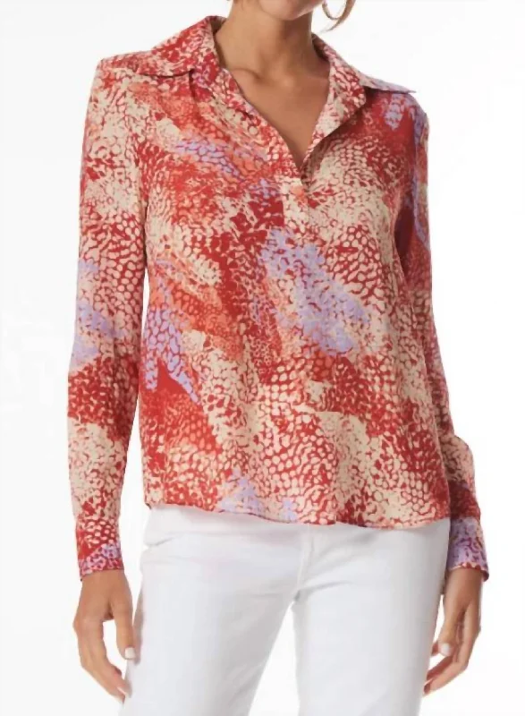 Lia Blouse In Corn Snake Off-Shoulder Wrap Blouse