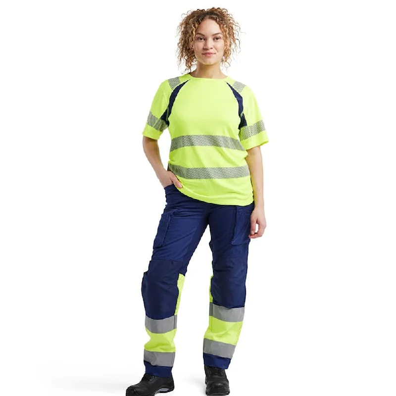 Blaklader 3503 Women's Hi-Vis Short Sleeve T-Shirt-- Chenille Blend Fleece Blend Nylon Blend Blaklader 3503 Women's Hi-Vis Short Sleeve T-Shirt-- Chenille Blend Fleece Blend Nylon Blend