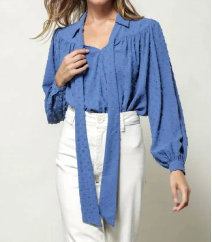 Skylar Blouse In Blue Flowy Bohemian Blouse