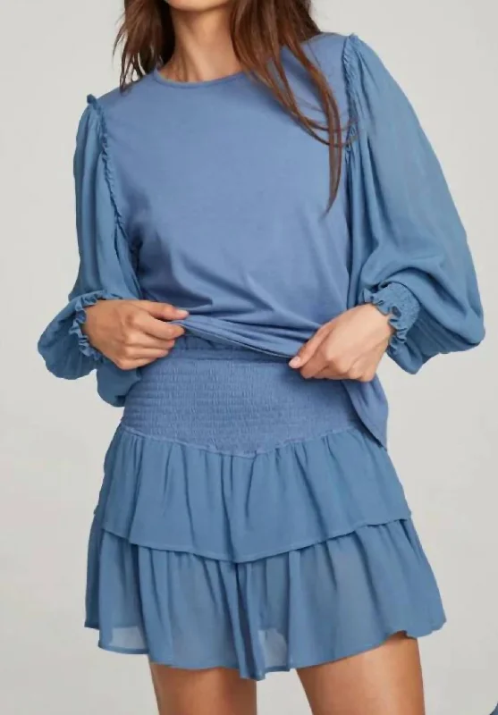 Clyde Blouse In Vintage Blue Chic Sleeveless Blouse