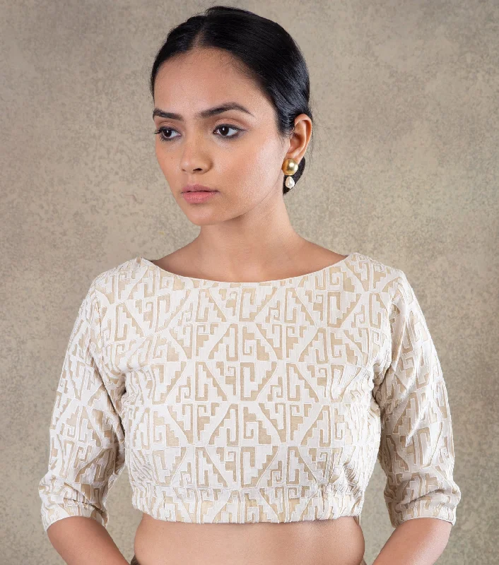Ivory embroidered chanderi Blouse Embellished Collar Blouse