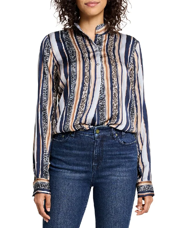 Nic & Zoe Animal Stripe Shirt-- Silk Blend Satin Velvet