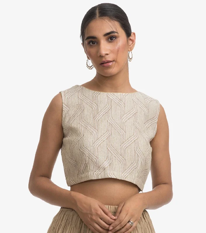 Natural chanderi embroidered blouse Versatile Layering Blouse