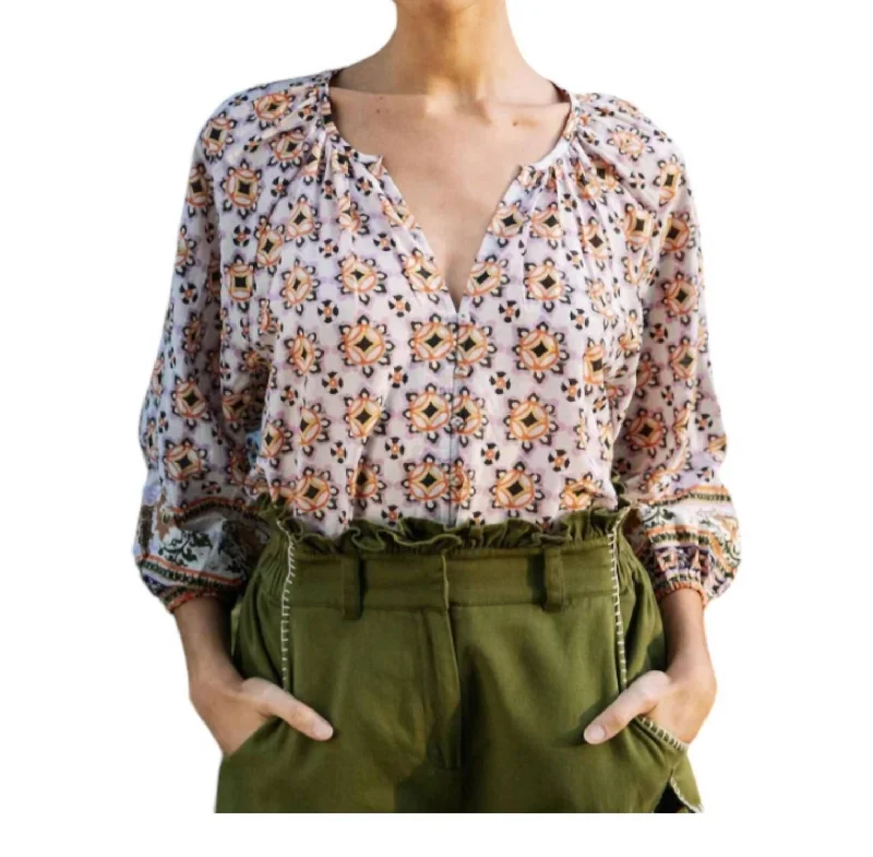 Ramona Blouse In Marrakesh Print Casual Button Blouse