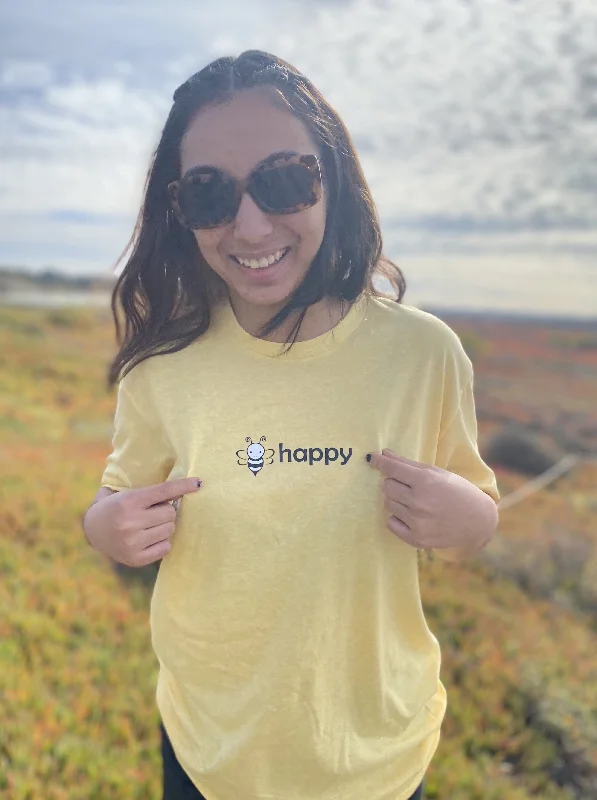 Bee Happy Inspirational T-Shirt- The Sox Box-- Plaid T-Shirt Polka Dot Checkered