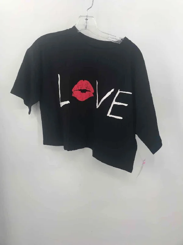 Pre-Owned Nikki B Black Size Small Printed T-shirt-- Real Fur Shearling Chenille