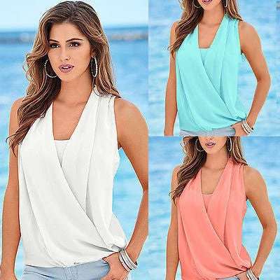 Fashion Women Vest Top Sleeveless Blouse Casual Tops Blouse Vintage Polka Blouse