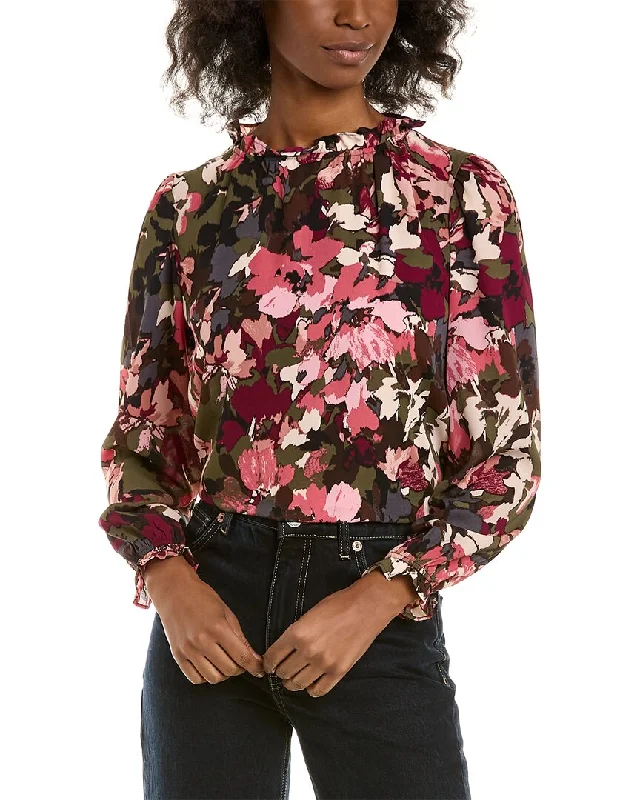 Anne Klein Ruffle Blouse Casual Button Blouse