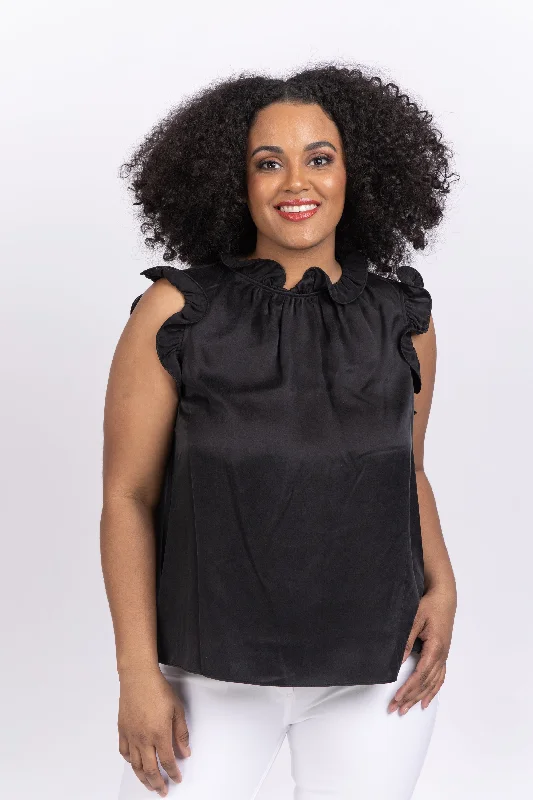 Christy Lynn Renee Blouse Black Off-Shoulder Wrap Blouse