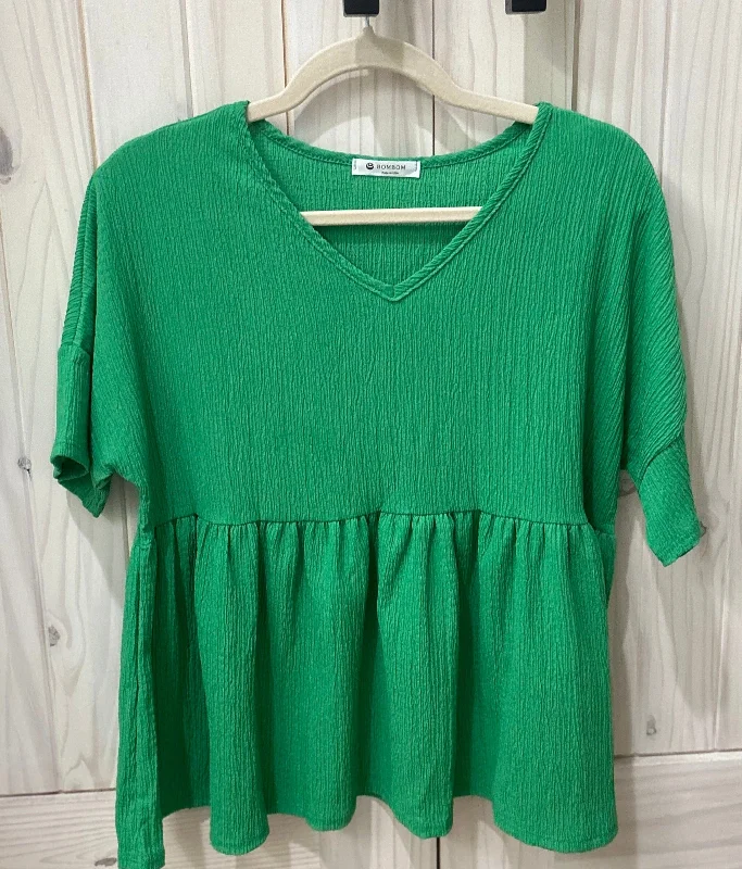 Green Crinkle Gauze Blouse Soft Satin Blouse