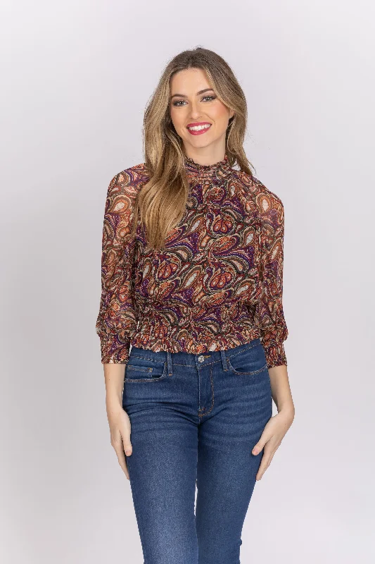 Gilner Farrar Dell Blouse in Psychedelic Paisley Oversized Silk Blouse