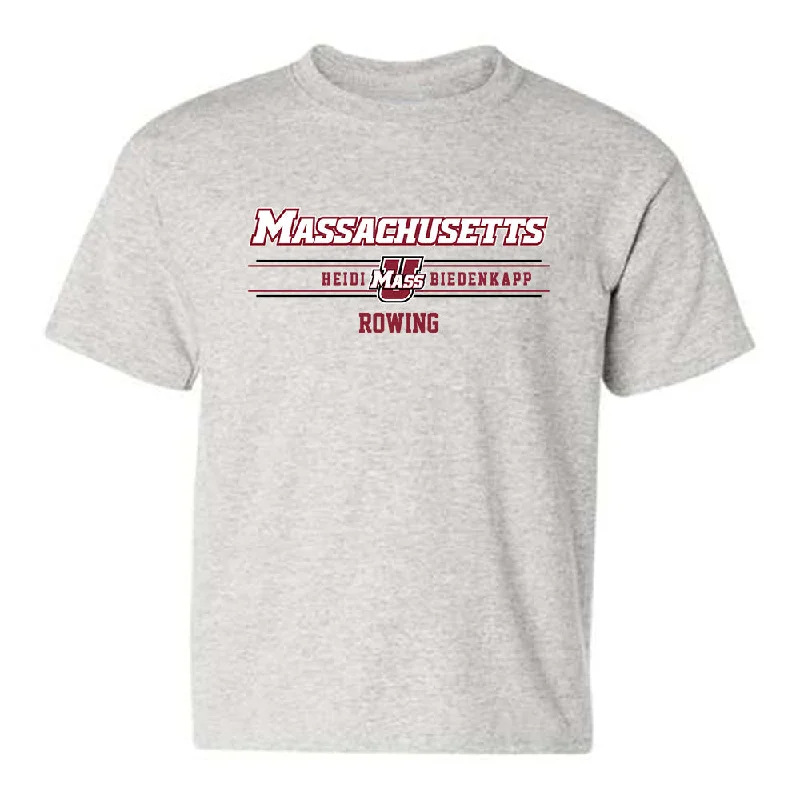UMass - NCAA Women's Rowing : Heidi Biedenkapp - Classic Fashion Shersey Youth T-Shirt-- Asymmetrical Pockets Print UMass - NCAA Women's Rowing : Heidi Biedenkapp - Classic Fashion Shersey Youth T-Shirt-- Asymmetrical Pockets Print