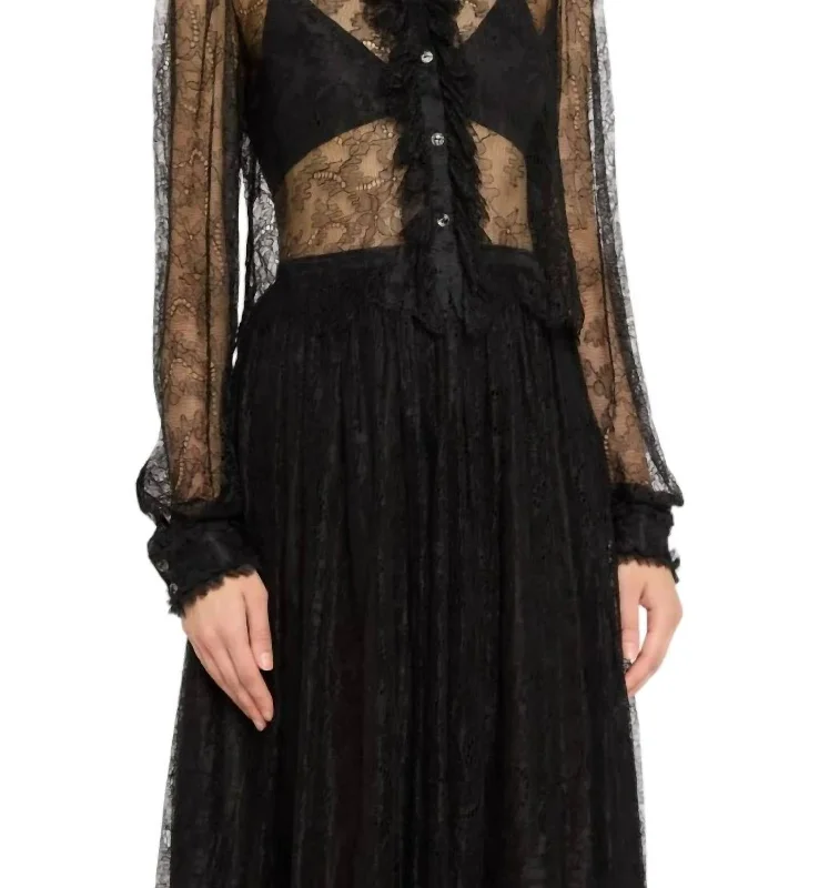 Cecile Blouse In Noir Vintage Lace Blouse