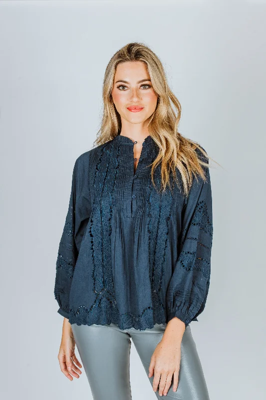 Maria Cher Melilla Nini Blouse in Marine Casual Stripe Blouse