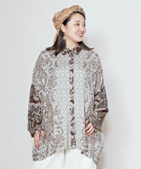 Paisly Printed Shirt-- Cashmere Blend Cotton Blend Poly Blend