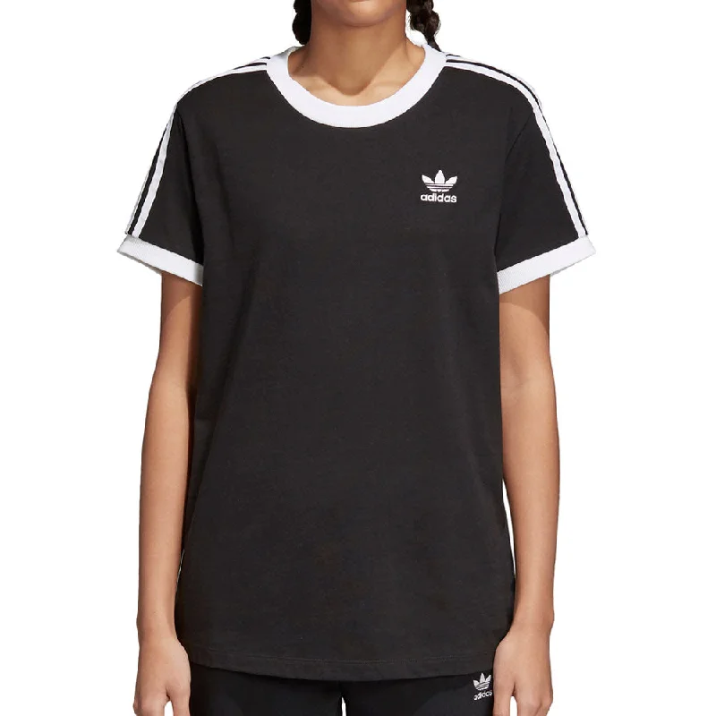 Adidas Originals Trefoil Three Stripes Women's T-Shirt Black/White-- Mesh Blend Leather Blend Suede Blend Adidas Originals Trefoil Three Stripes Women's T-Shirt Black/White-- Mesh Blend Leather Blend Suede Blend