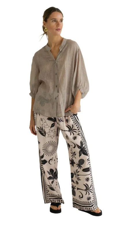 Aurora Shirt Biscuit-- Spandex Blend Rayon Blend Denim Blend
