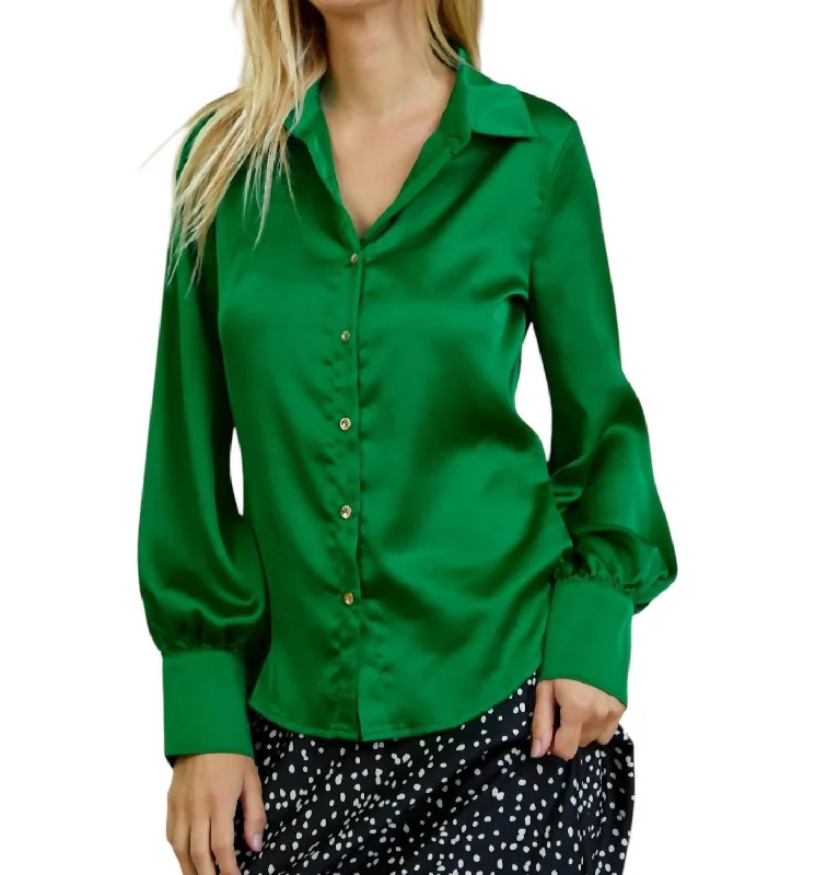 Lucky You Blouse In Kelly Green Smart Business Blouse