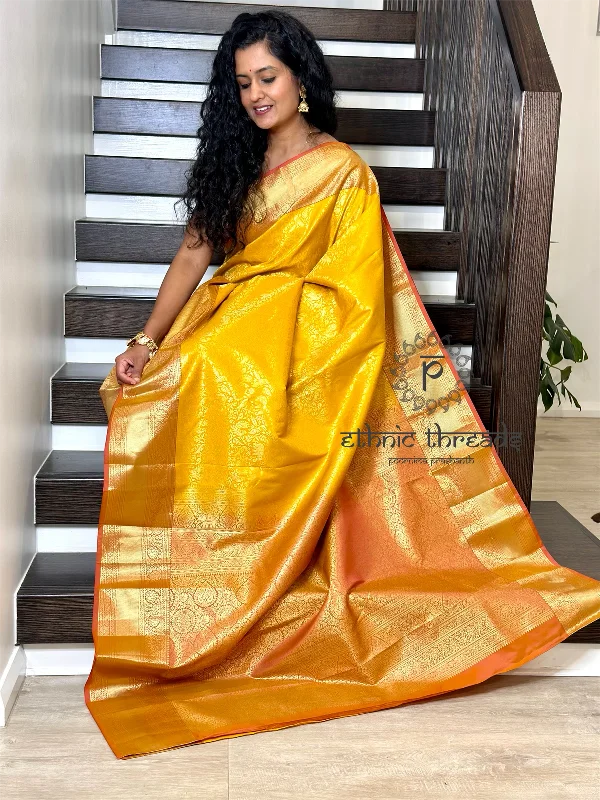 Kanchipuram Semi Silk Saree with Pre stitched Blouse Stylish Wrap Blouse