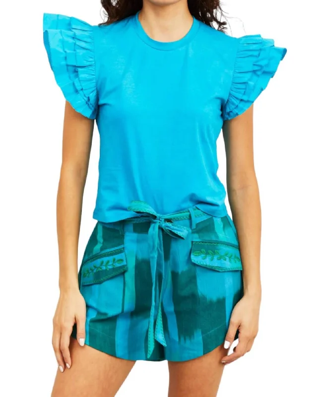 Jansa Blouse In Caneel Blue Elegant Office Blouse