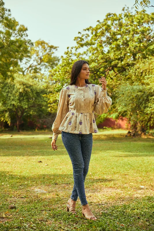 Lavendar Leaflet Blouse Airy Cotton Blouse