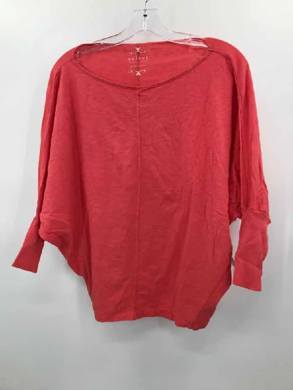 Pre-Owned Velvet Orange Size Small T-shirt-- Seamless Knitted Crochet