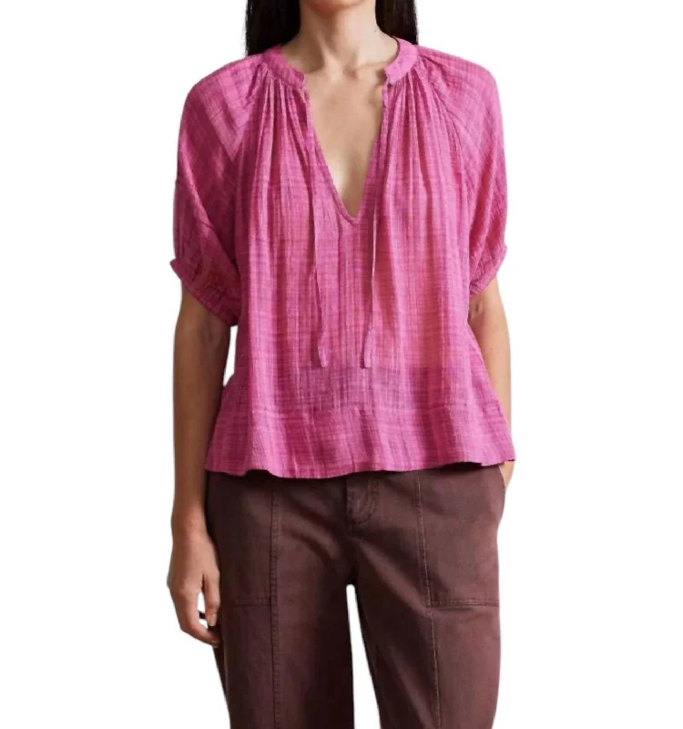 Lumina Popover Blouse In Raspberry Backless Summer Blouse