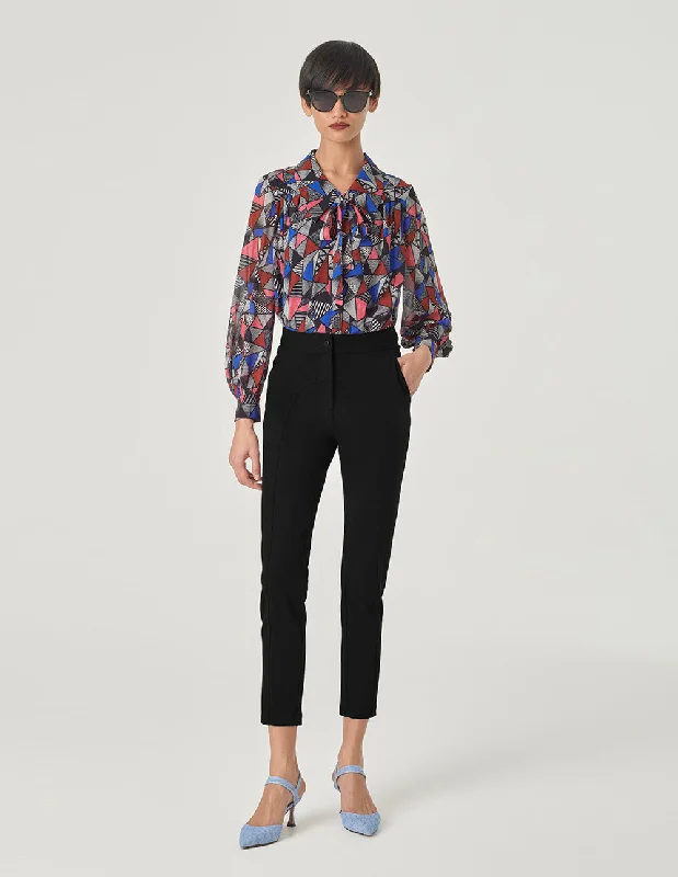 MARYLING Strappy Printed Blouse Soft Knit Blouse