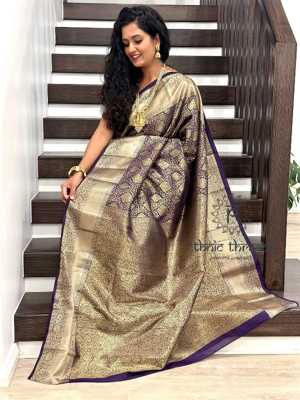 Kanchipuram Semi Silk Saree with Pre stitched Blouse Casual Button Blouse