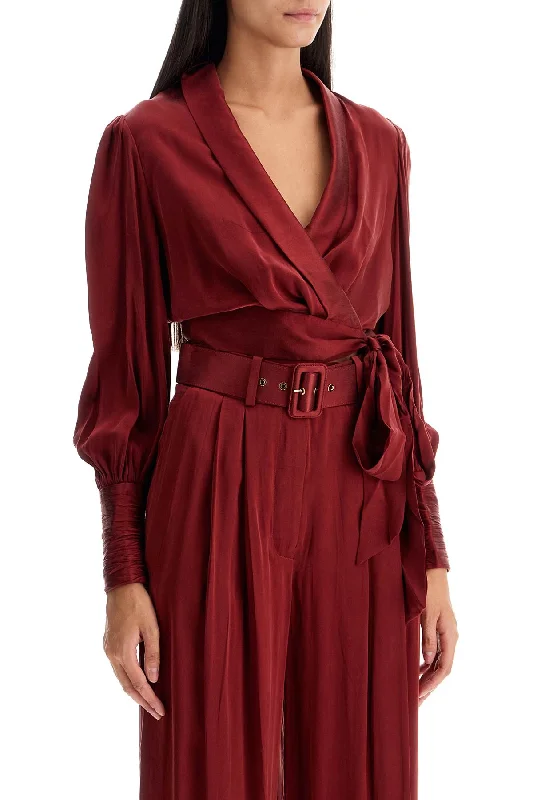 Zimmermann Silk Cropped Blouse In A Double-Layered Blouse