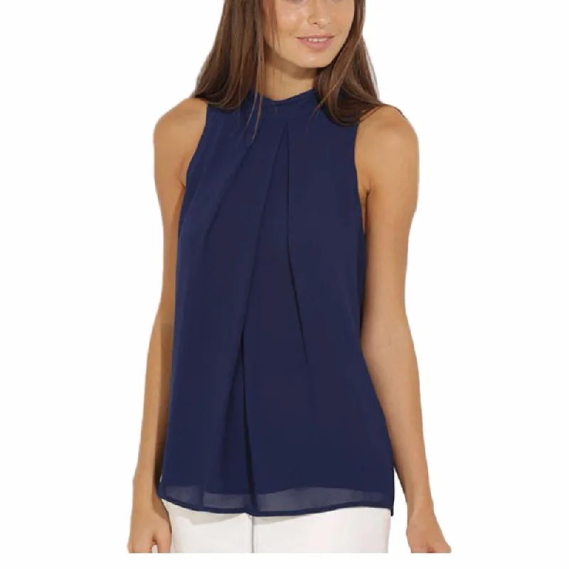 Women Blouse Tops Casual Chiffon Sleeveless Blouse Lady Tops Plus Size Classic Striped Blouse