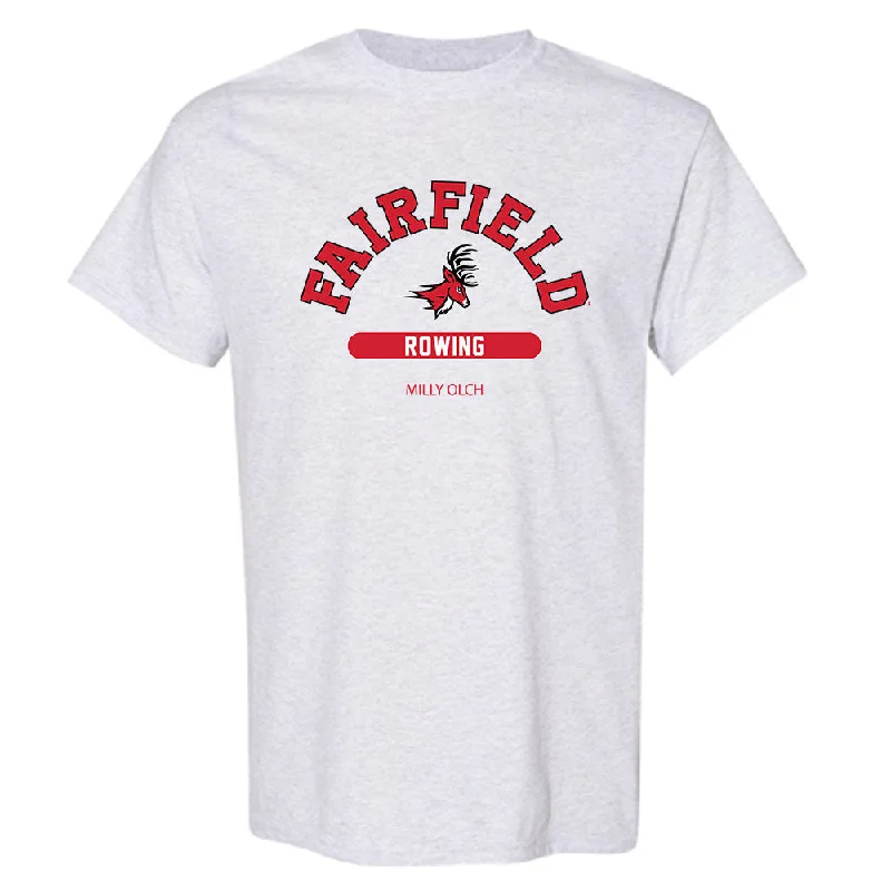 Fairfield - NCAA Women's Rowing : Milly Olch - Classic Fashion Shersey T-Shirt-- Chenille Fabric Brocade Fabric Lace Fabric Fairfield - NCAA Women's Rowing : Milly Olch - Classic Fashion Shersey T-Shirt-- Chenille Fabric Brocade Fabric Lace Fabric