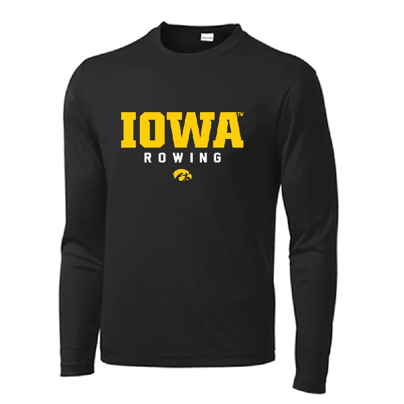 Iowa - NCAA Women's Rowing : Anam Burns - Activewear Long Sleeve T-Shirt-- Beaded Sequined Faux Fur
