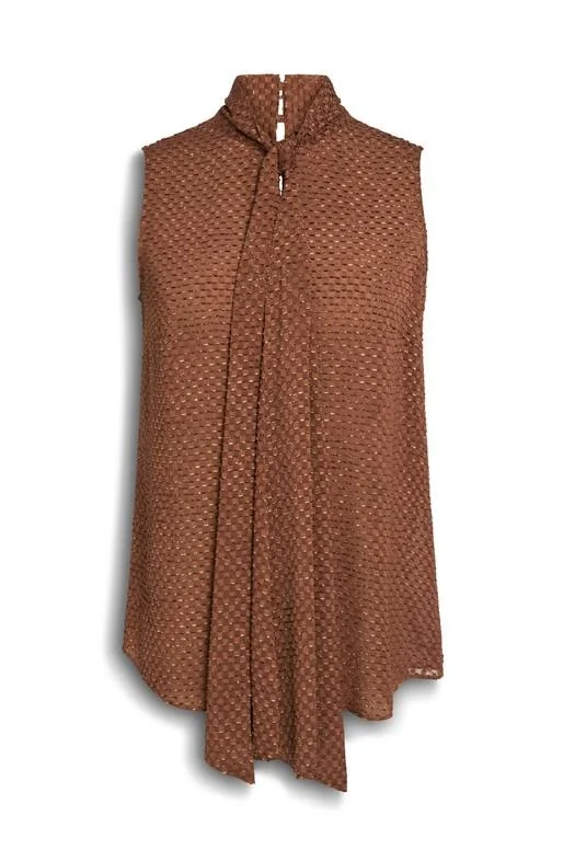 Next Brown Bow Womens Blouse Sheer Sleeve Blouse