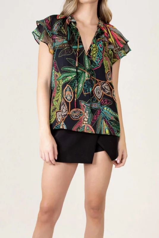 Hope Blouse In Black Multi Boho Chic Blouse